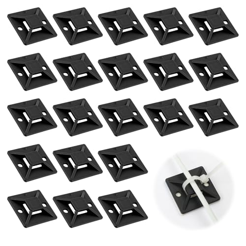Klebesockel für Kabelbinder 100 Stück 28 mm Kabelbinder Halter Schwarz Kabelbefestigung Selbstklebend für Haus und Büro Kabelbefestigung Kabelmanagement