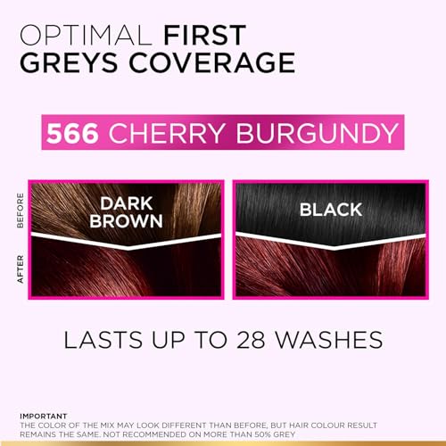 Image of L'Oreal Paris Casting Creme Gloss Hair Color With Glycolic Gloss Complex | 5X Glossier Hair Color | Ultra Visible Shade 566 - Cherry Burgundy | 60g + 40ml + 60g