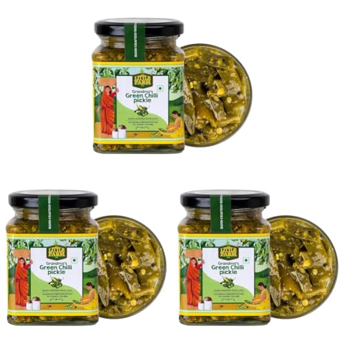 Image of THE LITTLE FARM CO Green Chilli Pickle - Hari Mirch ka Achar (250g)| Less Oil Mustard Base Homestyle Tangy Flavour Chilli Pickles | No Added Preservatives, Artificial Colours & Flavours | Traditional Recipe
