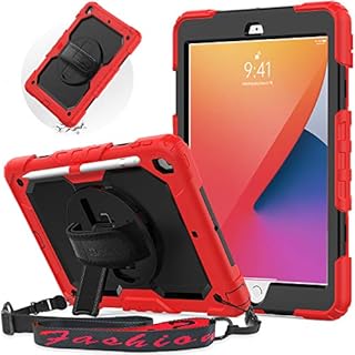 SEYMAC iPad 10.2 Case,iPad 7th/8th/9th Generation Case,Shockproof Protective Kids Case with Hand Strap & Kickstand, Adjustable Shoulder Strap, Screen Protector for iPad 10.2 inch 2021/2020 Orange