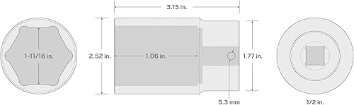 Miniatura 67 de TEKTON SID23025 Dado de impacto profundo de 6 puntos de 1 pulgada impulsor de 1/2 pulgada