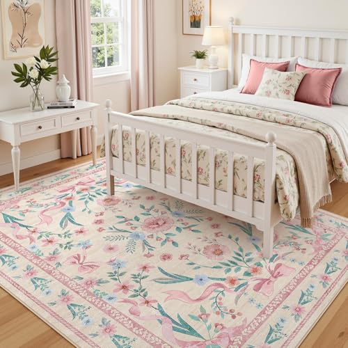 Tapete decorativo Coquette Pink Bow 5x7 ft lavable miniatura 4