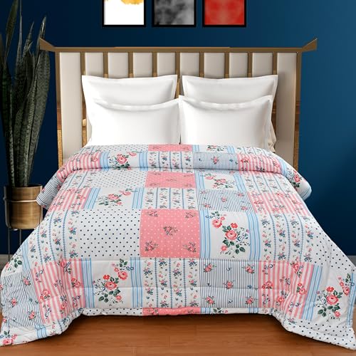 Image of FRESH FROM LOOM All Seasons Collection Microfiber Comforter | Dohar | Quit | Double Bed | Double Weaved | Washable | Hypoallergenic Skin Friendly (90x100 in | Floral Multi Color) | TC - 144