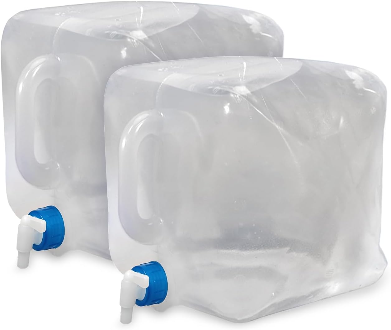 EvaClean Collapsible Water Containers with Spigot 5.3 Gal - Portable, Reusable - BPA Free, Foldable, Leak-Proof Camping Water Jug for Outdoors, Hiking, Survival Kit, and Emergency Preparedness 2-pack