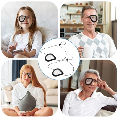 2 Stück Verstellbare Transparent Augenklappe Medizinisch,Atmungsaktiv Augenschutz Nach Augen Op,Verstellbare Augenpflaster Erwachsene,Augenklappe mit Kleinen Loch für Erwachsene Kinder