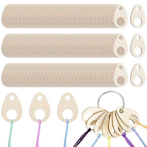 Nicunom 200 pcs Floss Drops Cross Stitch Wood Bobbins with Hinged Ring Embroidery Floss Bobbins Teardrop Thread Organizer Thread Holder for DIY Craft Sewing Thread Storage 1.9x1.3 inch