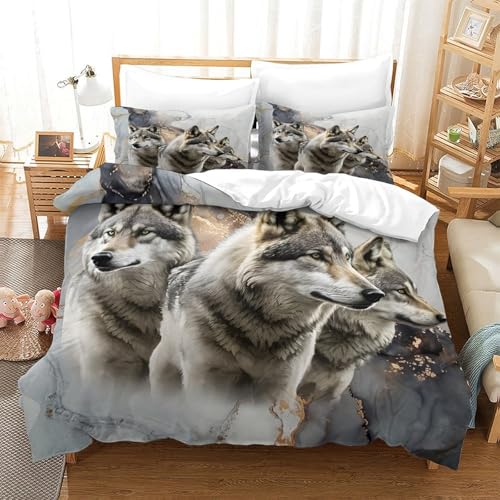 Parure de Lit Loup 3D de Qualité Supérieure Housse de Couette Super King