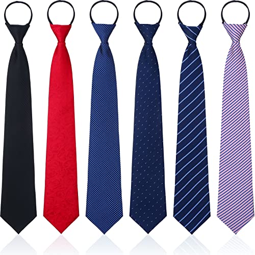 Geyoga 6 Pieces Zipper Ties For Boys Girls Men Women Pre Tied Adjustable Necktie For School Uniform Graduation Business Wedding(Fresh Style) #TOP11