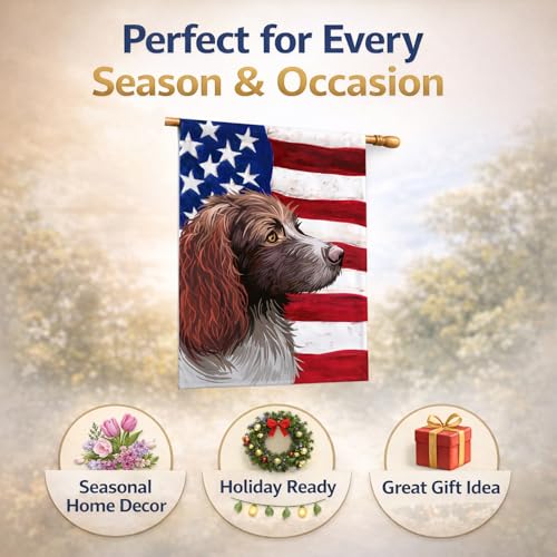 Pont-Audemer Spaniel Dog American Flag grand pavillon de maison multicolore