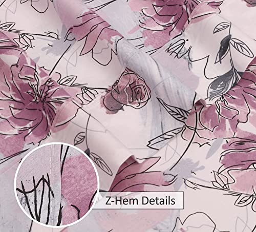 RUVANTI 100% Cotton Sheets Queen Size Set, 4 Pieces, Soft & Breathable Percale Weave Bedding, Deep Pocket 16", Hotel Standard, Crisp Cool Feeling, Durable, Perfect Floral Bed Sheet, Lilac Floral