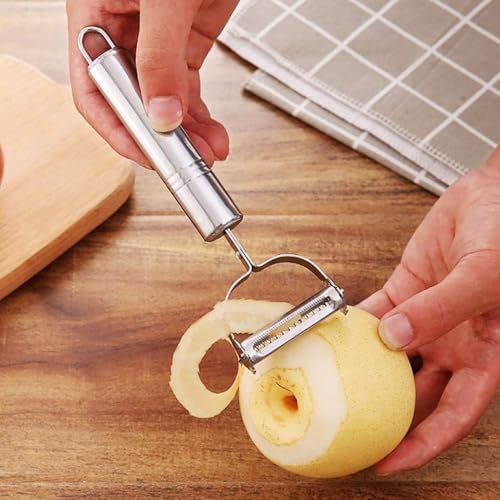 Image of Stainless Steel Vegetable Peeler with Julienne Cutter, 2-in-1 Multipurpose Tool, Anti-Slip Handle, for Potato, Carrot, Cucumber