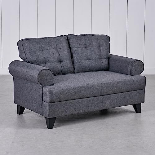 Image of Home Centre | Helios California Fabric 3+2 Seater Sofa Set | Sofa for Living Room | Solid Wood | Grey | 1 Year Warranty