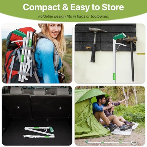 Image of 50 inch Folding Snake Grabber Tongs, Stainless Steel Snake Catcher Tool | Wide Jaws & Non-Slip Handle - Humane Reptile Handling Stick for Outdoor, Yard, Farm & Camping Use