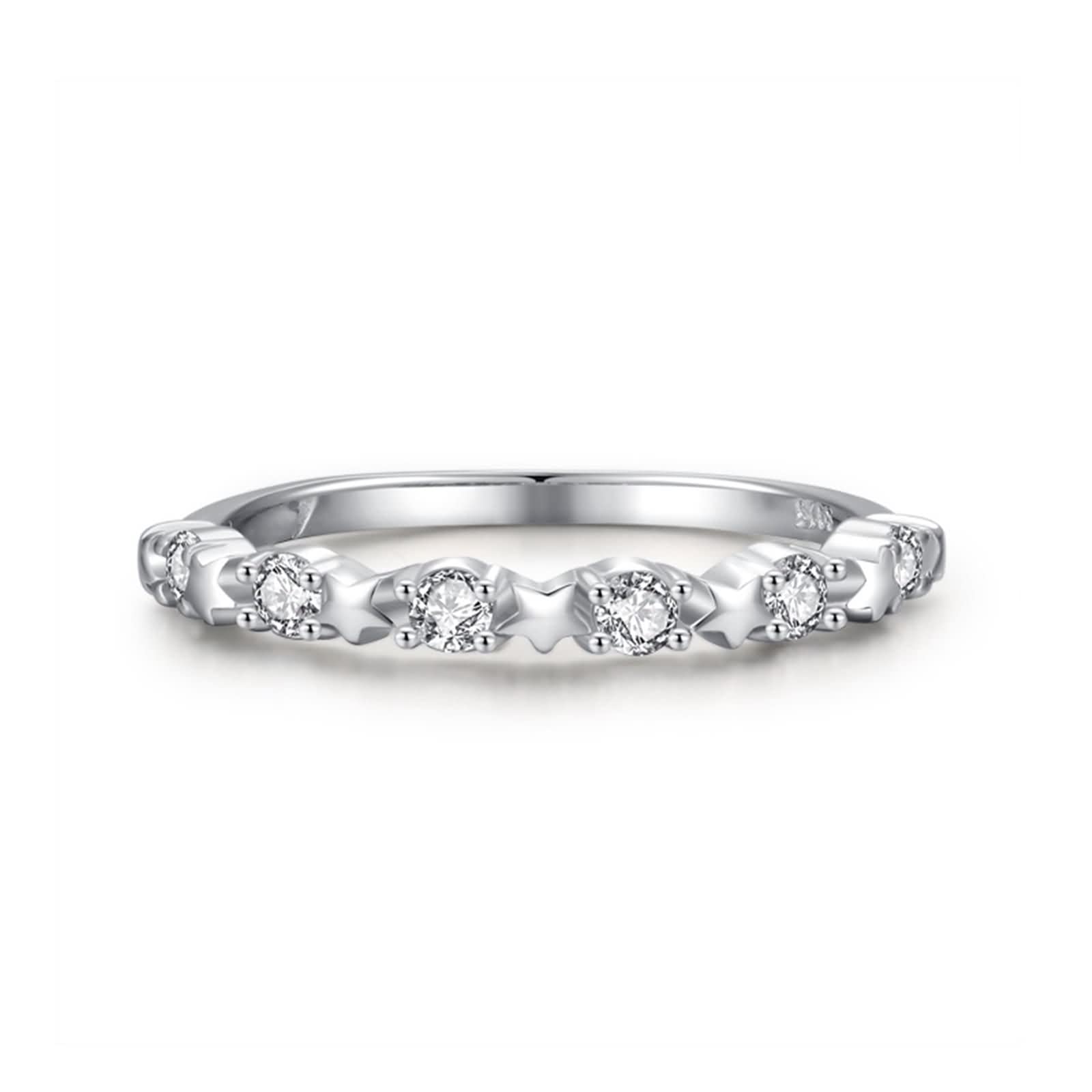 Anelli da ragazza per lei, anelli in argento sterling alla moda con strass a stella singola fila gioielli vintage per le donne, Adjustable, Zirconia cubica