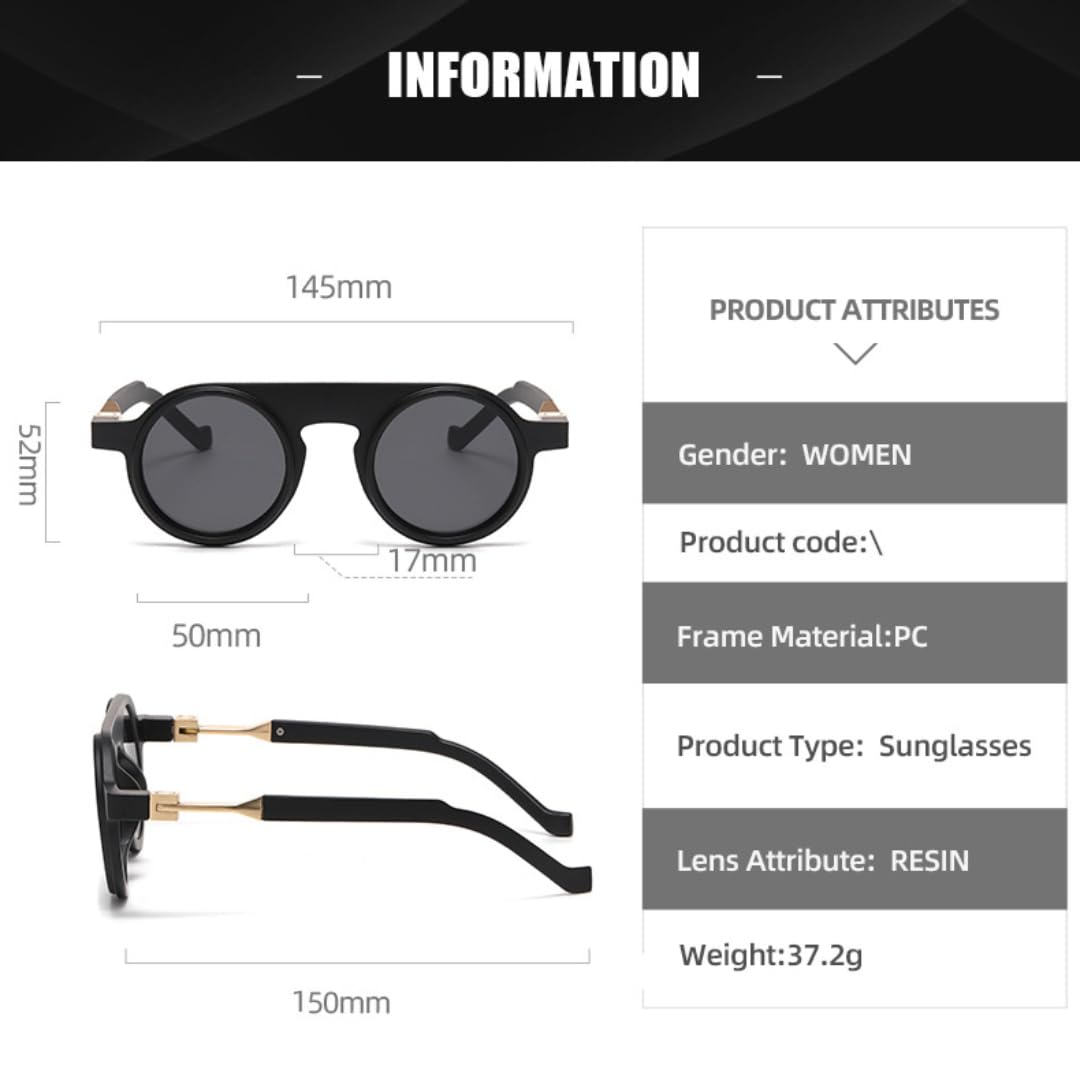 Steampunk occhiali da sole firmati lusso rotondi vintage unisex popolari per feste