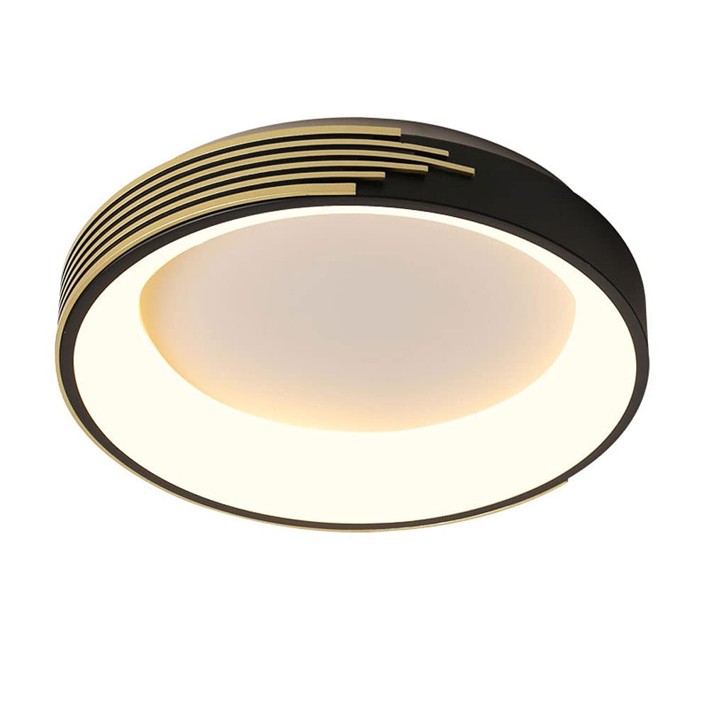 Plafonnier LED moderne noir et or compact pour illuminer un plafond bas
