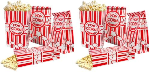 Image of 50 Pcs Flat Bottom Popcorn Bags, 2 oz Paper Popcorn Bags for Family Movie Night Baseball Themed Carnival Christmas Birthday Party (Pack of 2)