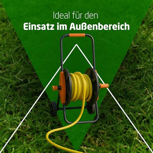 Amig - Schlauchwagen | für 1/2' Schläuche | max. 60m gerollt | mit Kurbel zum einfachen Aufrollen | Polypropylen | Orange und Grau