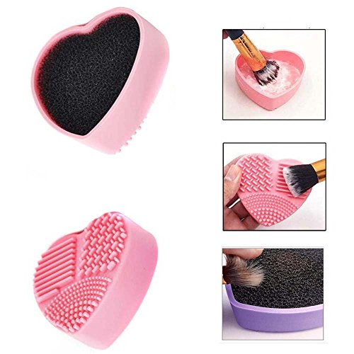 Coshine 2 in 1 Makeup Brushes Silicone Cleaning Mat With Shadow Color Quick Remover Switch Solo Sponge (Pink)