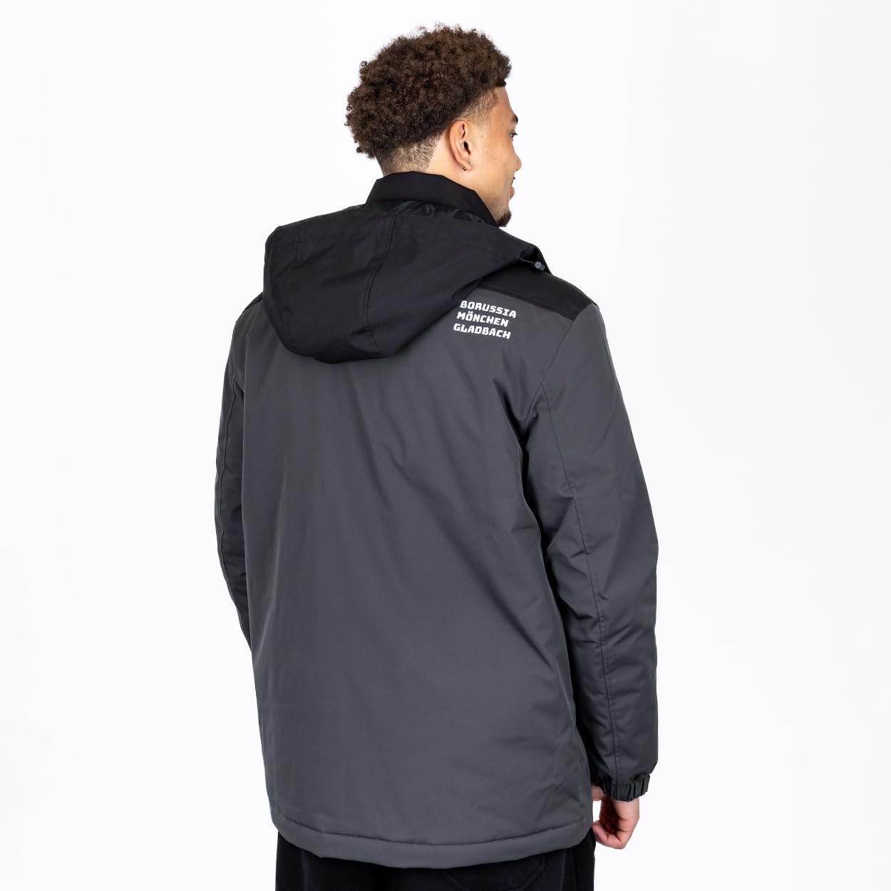Borussia Mönchengladbach Übergangsjacke „Spring“ | Offizieller Fanartikel Fohlenshop | Gladbach Jacke Dunkelgrau Kapuze Abnehmbar