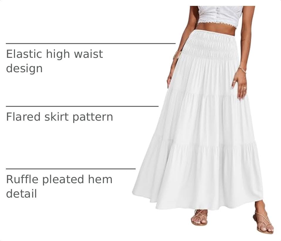Image of CFLONGE Summer Maxi Skirts for Women 2026 Trendy Floral A Line Boho Skirt