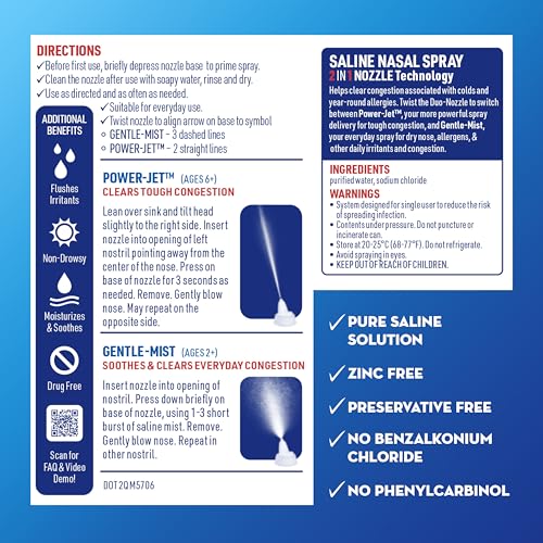 Mucinex Sinus Saline Nasal Spray & Sinus Rinse, Drug-Free, Additive Free, Non-Drowsy Nasal Irrigation with 2-in-1 Jet + Mist Spray Nozzle for Cold & Allergy Season, 4.5oz - image 6