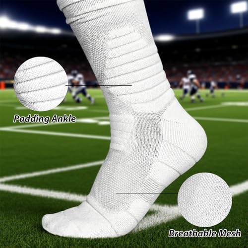 Finerview Scrunch Football Socks 2 Pairs, Extra Long Padded Sports Socks for Men & Women2