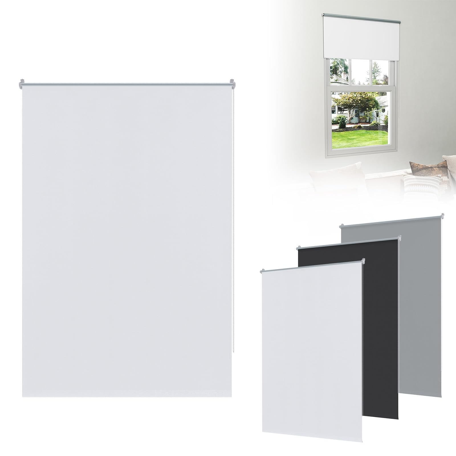 ACXIN store occultant roulant, fixation par pince, sans perçage, 120 x 210 cm – store thermique, store pour fenêtre, store latéral, store pour fenêtre et porte, protection de la vie privée et