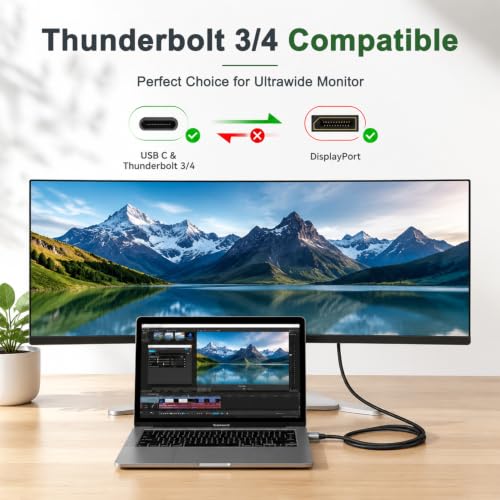 Image of Verilux USB C to DisplayPort 1.4 Cable with 8K@60Hz, 4K@144Hz, 2K@240Hz