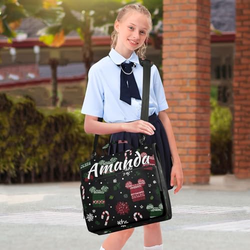 Image of Custom 3 Ring Zipper Binder Mickey Mouse Snowflake Hat Personalized Name 1.5 inch Binders Large Capacity Multi Pockets for School Office Supplies