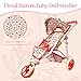 The New York Doll Collection Baby Doll Stroller for Dolls | Play Toy Toddlers 3 Year Old Girls Gift Push Pram Dolls, Babydoll Jogger Carriage (Quality Floral Print)