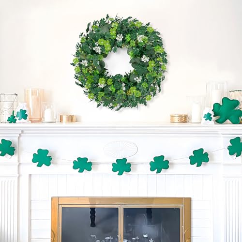 St Patricks Day Artificial Eucalyptus Wreath Saint Patrick Decorations for Front Door - St Paddys Shamrock Decor for Irish March Home Wall Porch Party Supplies by luck sea - Image 6
