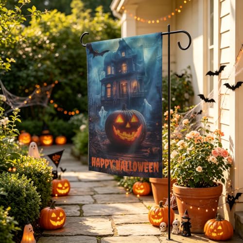 Ghost Pumpkin Haunted House Halloween Garden Flag 12×18 Inch Decor Flag - image 3