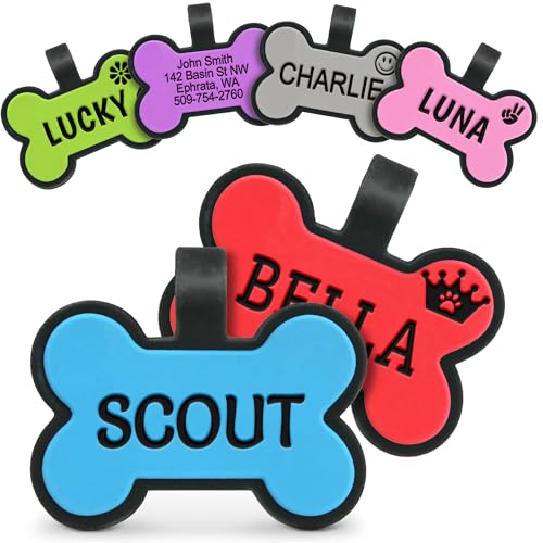 GoTags Silicone Dog Tags, Soundless Pet Tag, Personalized Silent Tag Engraved for Pets with Cute Custom Designs, for Dogs and Cats, (Bone, Blue) GoTags Silicone Dog Tags, Soundless Pet Tag, Personalized Silent Tag Engraved for Pets with Cute Custom Designs, for Dogs and Cats, (Bone, Blue)