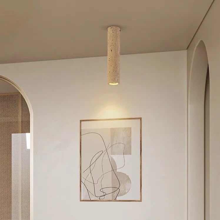 Projecteur de plafond en pierre jaune 28cm style tube pour couloir