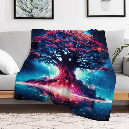 Couverture Arbre de Vie Cosmique : le plaid en flanelle idéal à offrir