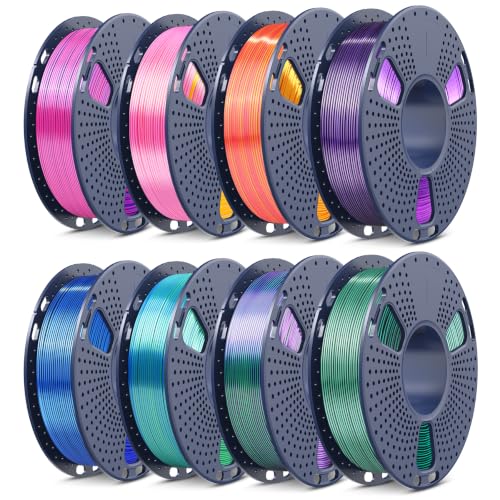 Image of SUNLU Silk Dual Color PLA Filament Bundle, Silk 3D Printer Filament, 250G Spool, 8 Pack, 2kg in Total, Blue Red+Pink Gold+Red Gold+Black Purple+Black Blue+B LUE Green+Green Purple+B Lack G reen