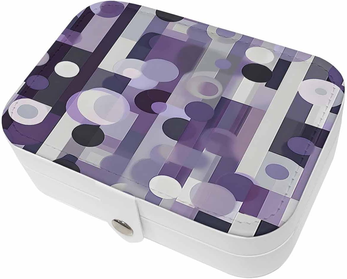 Travel Jewelry Case, Abstract Art Space Purple Modern Art PU Leather Organizer Box Portable Small Storage Decorative Case for Ring Necklace Earring Gift for Girl Women