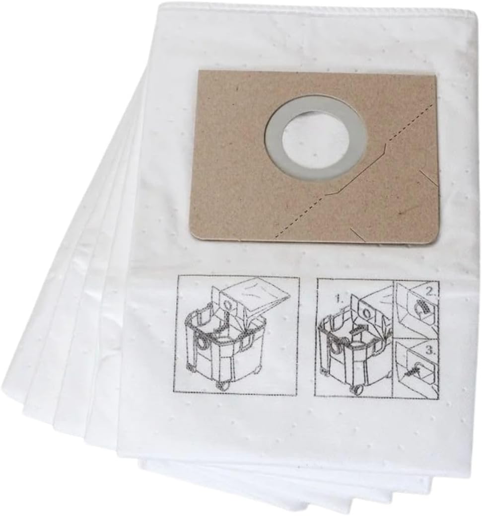 Fein Premium Nonwoven High-Capacity Filter Bag - Holds 2-3x More than Regular Filter Bags, Tear-Resistant Material, Dustex 35 L Model, 5-Pack - 31345251010