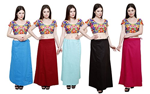 Image of Pistaa's combo of Women's Cotton Best Plain Solid Indian Readymade Inskirt Saree petticoats