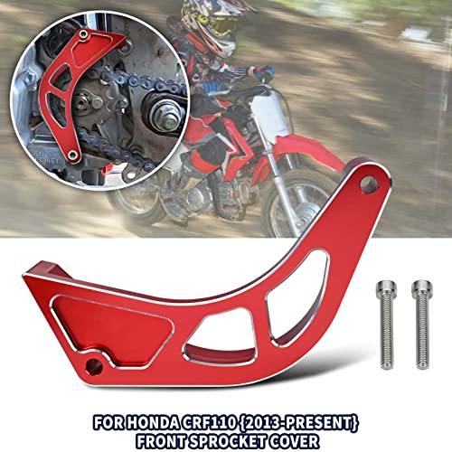 Canitu Motorcycle Front Sprocket Guard Cover Protector For Honda Crf110 2013-2022, Billet Front Engine Chain Cover Front Sprocket Drive Cover Case Chain Saver Guard Engine Case Protection(Red) #TOP5