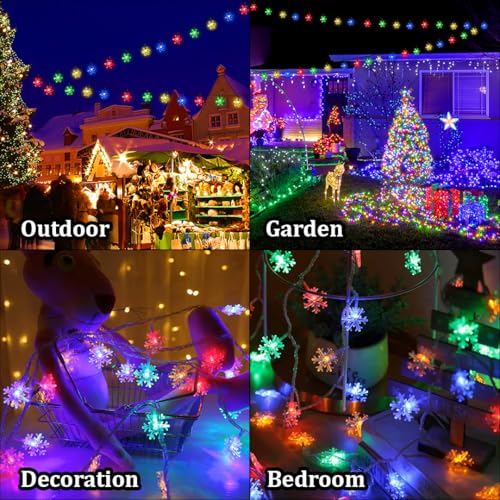 Image of fizzytech Snow Flake String Lights for Indoor Outdoor Decoration Diwali Light for Party Birthday Diwali Christmas Navratri Valentine Gift Home Decoration Light (Snowflake 10 M 50 LED Multicolor)