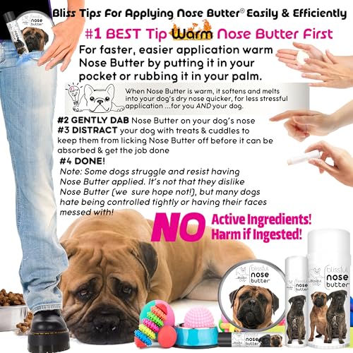 Image of The Blissful Dog Bullmastiff Nose Butter for Dry, Cracked Skin, Lick-Safe Dog Nose Balm with Moisturizing Shea Butter, Almond, Olive, and Essential Oils, Pet Supplies, Uncented, 1 oz.