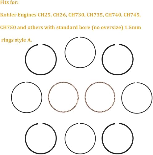 Miniatura 2 de Dos juegos de anillos de pistón para motores Kohler CH25 CH26 CH730 CH735 CH740 CH745 CH750 y otros 24-108-14-s 2410814s