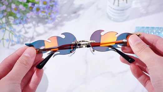 Frienda 2 Pairs Fire Flame Sunglasses for Women & Men Trendy