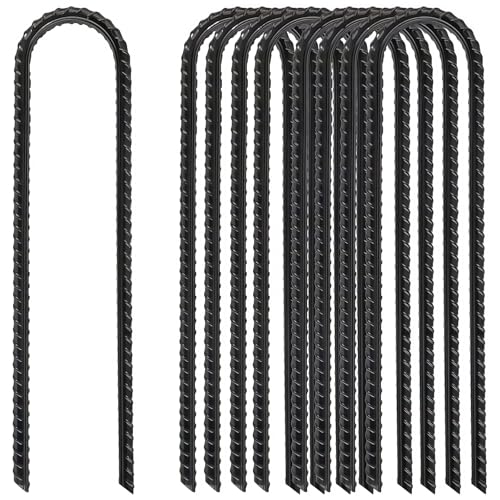 Kezidhp 8pcs Sardines de Fixation en Acier Galvanisé 30cm - Piquets de Tente Sol en U Robustes avec Crochets pour Camping, Trampoline, Balançoire, Tonnelle,...