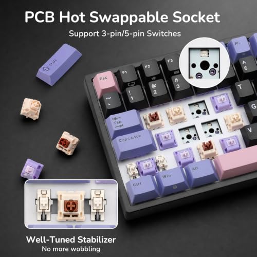 Image of RK ROYAL KLUDGE RK84 Wired 75% RGB Hot Swappable Mechanical Gaming Keyboard | 84-Keys Compact TKL Gaming Keyboard w /Programmable Software for Mac /Win, Sound Absorbing Foam, PBT Keycap, Custom Switch