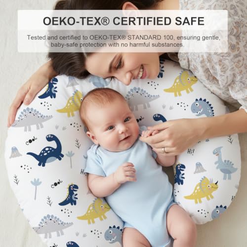 Image of Little Grape Land Nursing Pillow Covers 2 Pack, Soft & Breathable Removable Breastfeeding Pillows Covers for Feeding Pillows, Nursing Pillow Slipcover for Baby Girls Boys, (Dinosaur)