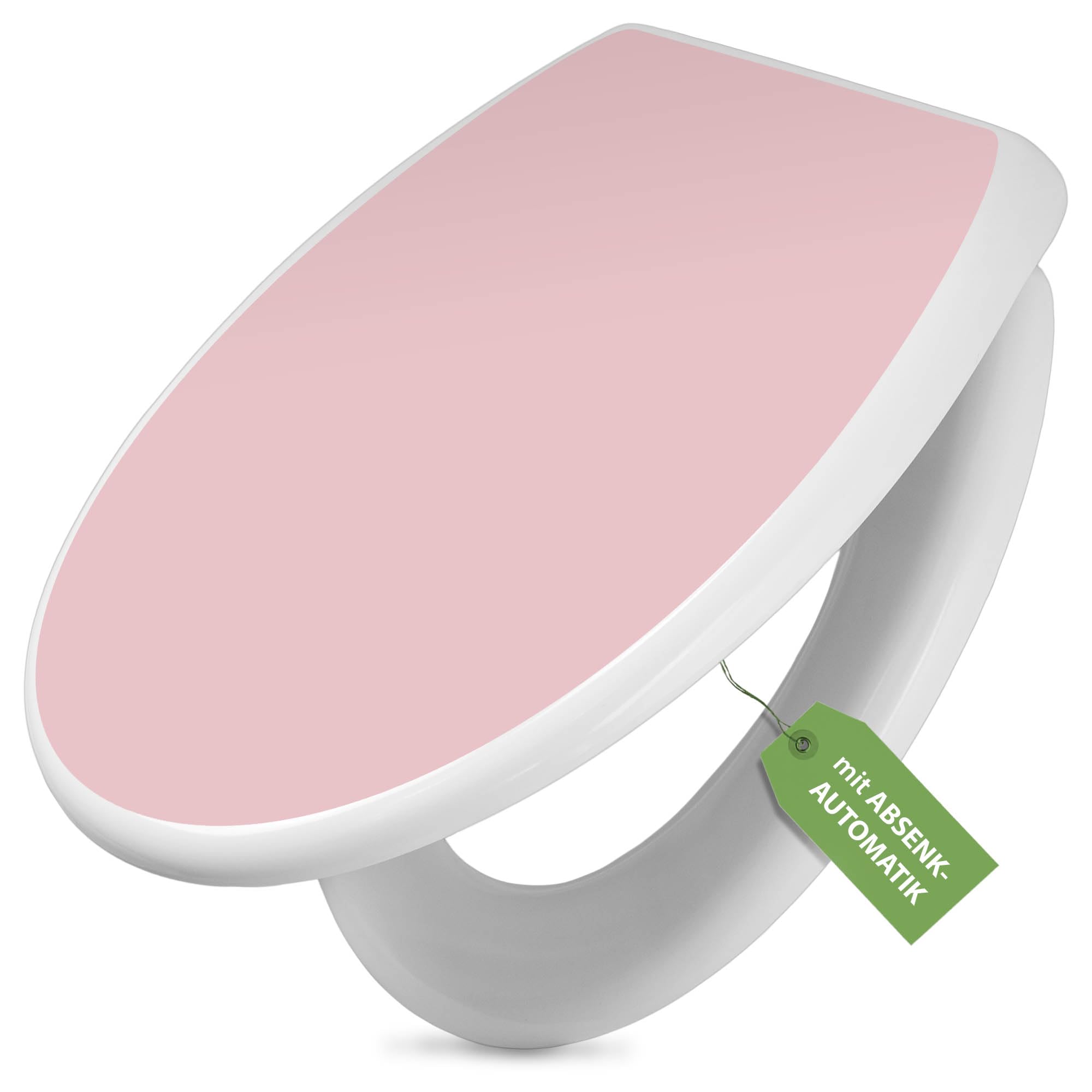 banjado Toilettendeckel mit Absenkautomatik 44,5x37cm - Soft Close Toilettensitz - WC Sitz mit Absenkautomatik - Klodeckel aus Duroplast mit Edelstahl Scharnieren, einfache Montage - Farbe Altrosa