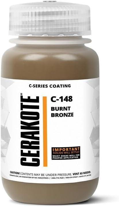 CERAKOTE® (AIR Cure C-Series Burnt Bronze [ 4oz ] C-148T Performance Ceramic Technology + Color on All- Metals, Polymers + More
